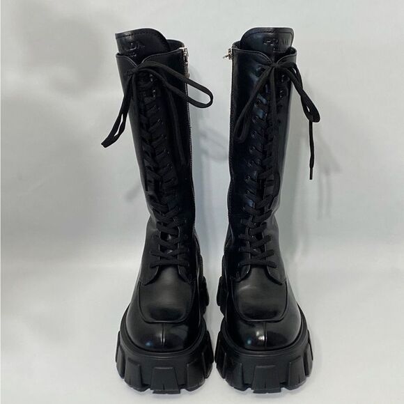 Prada Lug-Sole Tall Leather Combat Boots size 36 - Picture 2 of 15